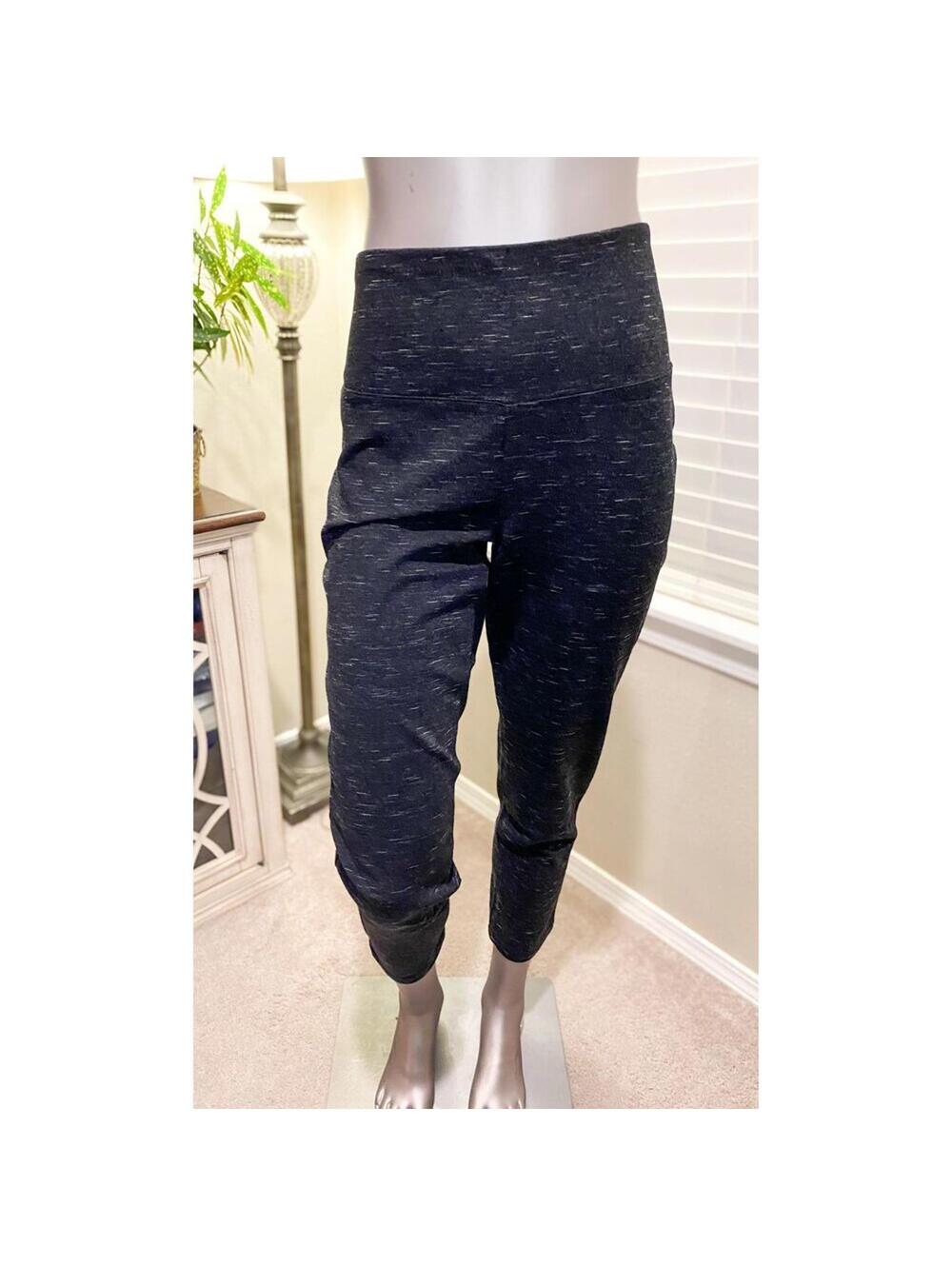 Dash Black Cropped Leggings Women L High Rise Heathered Stretch